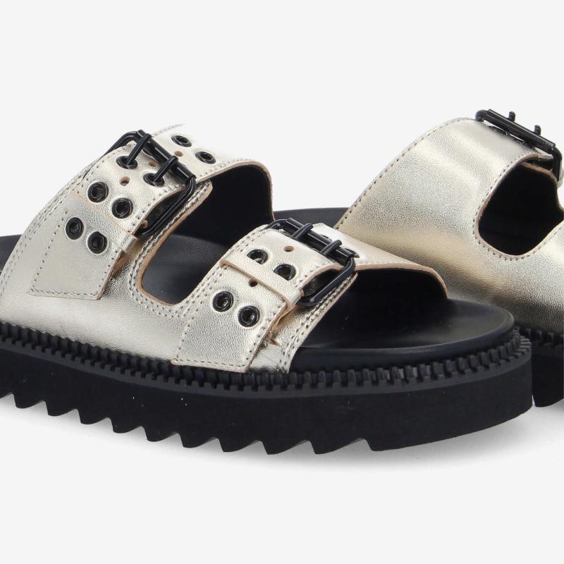 STELLA BUCKLE W - METAL LEATHER - OR